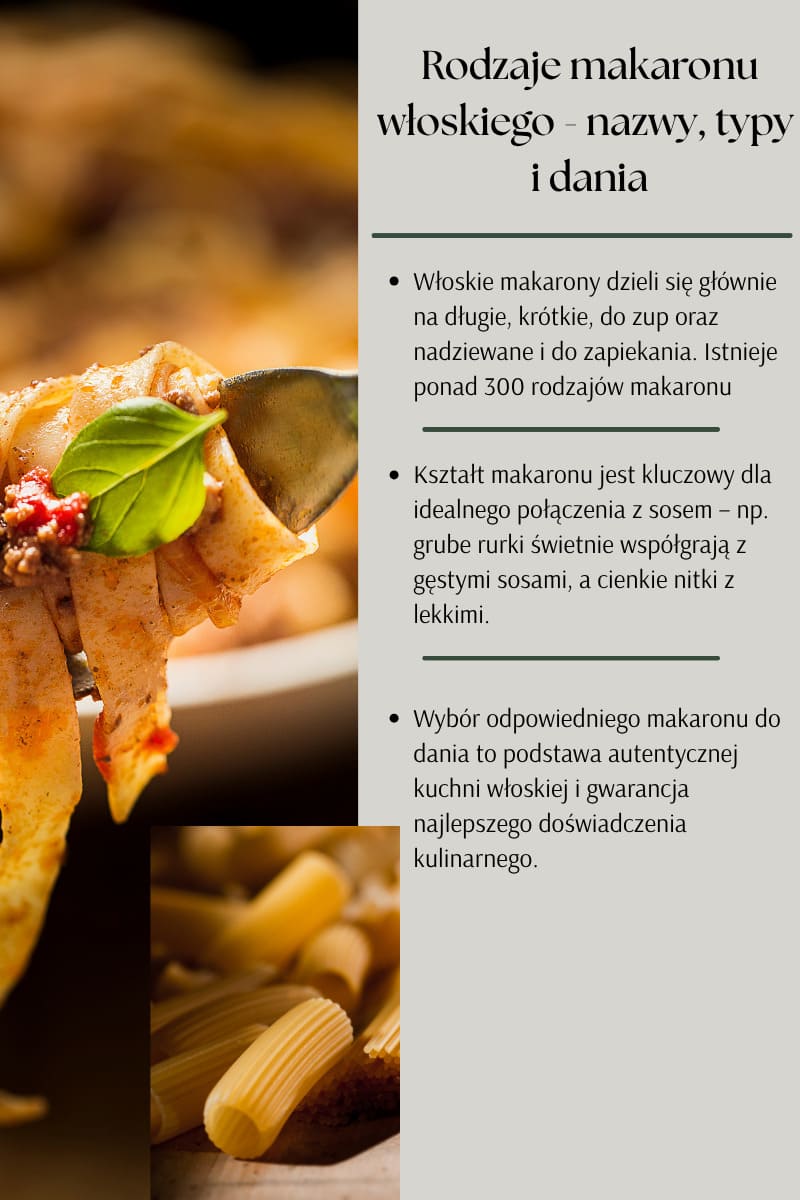 Rodzaje makaronu włoskiego - nazwy, typy i dania