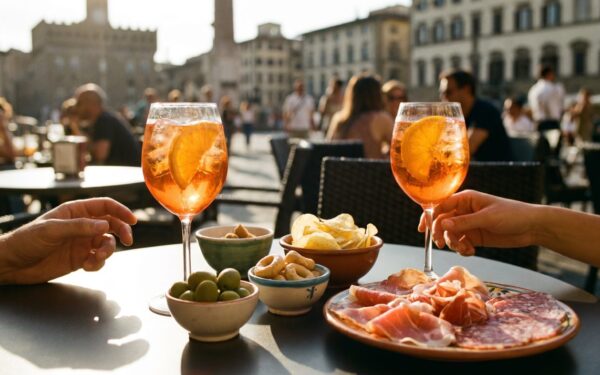 Włoskie aperitivo - spritz, oliwki i przekąski