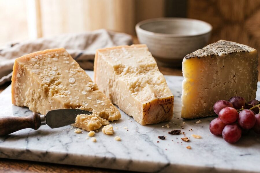 Włoskie sery dojrzewające - Parmigiano Reggiano, Grana Padano i Pecorino